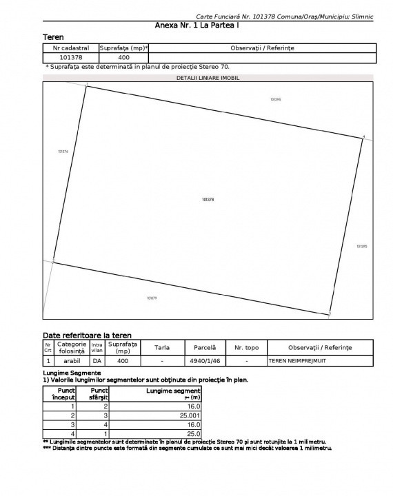 COMISION 0% Teren intravilan/400mp/utilități/Slimnic - Cartierul Tineretului 
